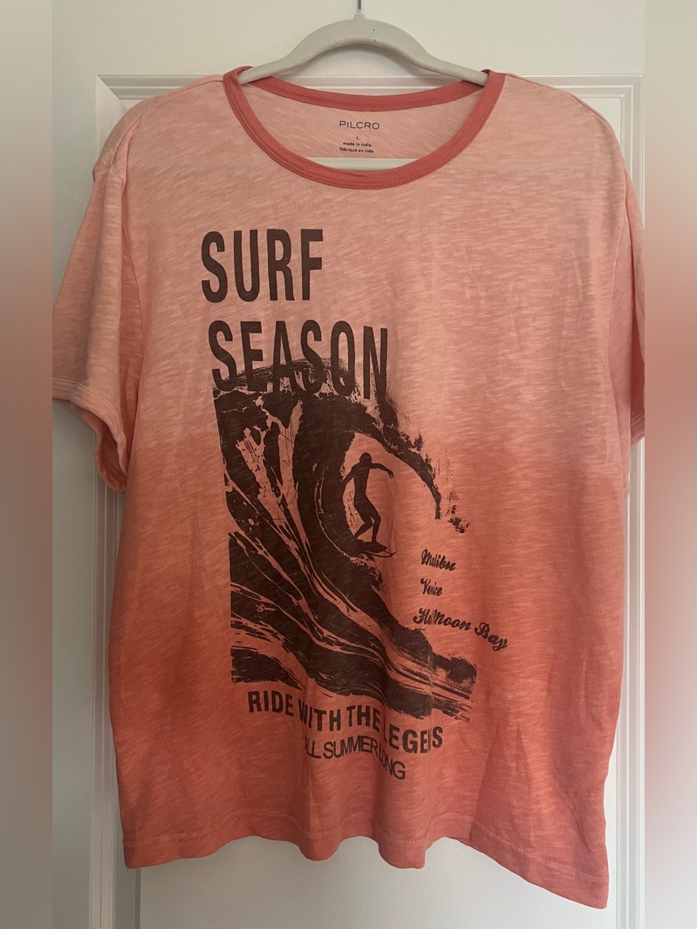 Pilcro Coral-Peach Crewneck Tee